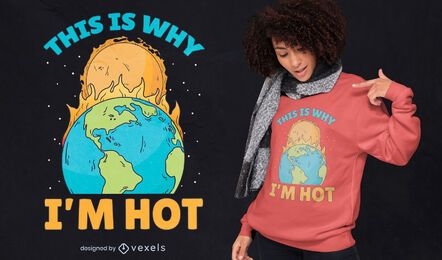 T-Shirt-Design der brennenden Erde der Sonne