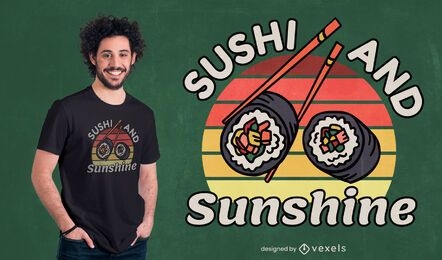 Diseño de camiseta de cita de comida japonesa de sushi.