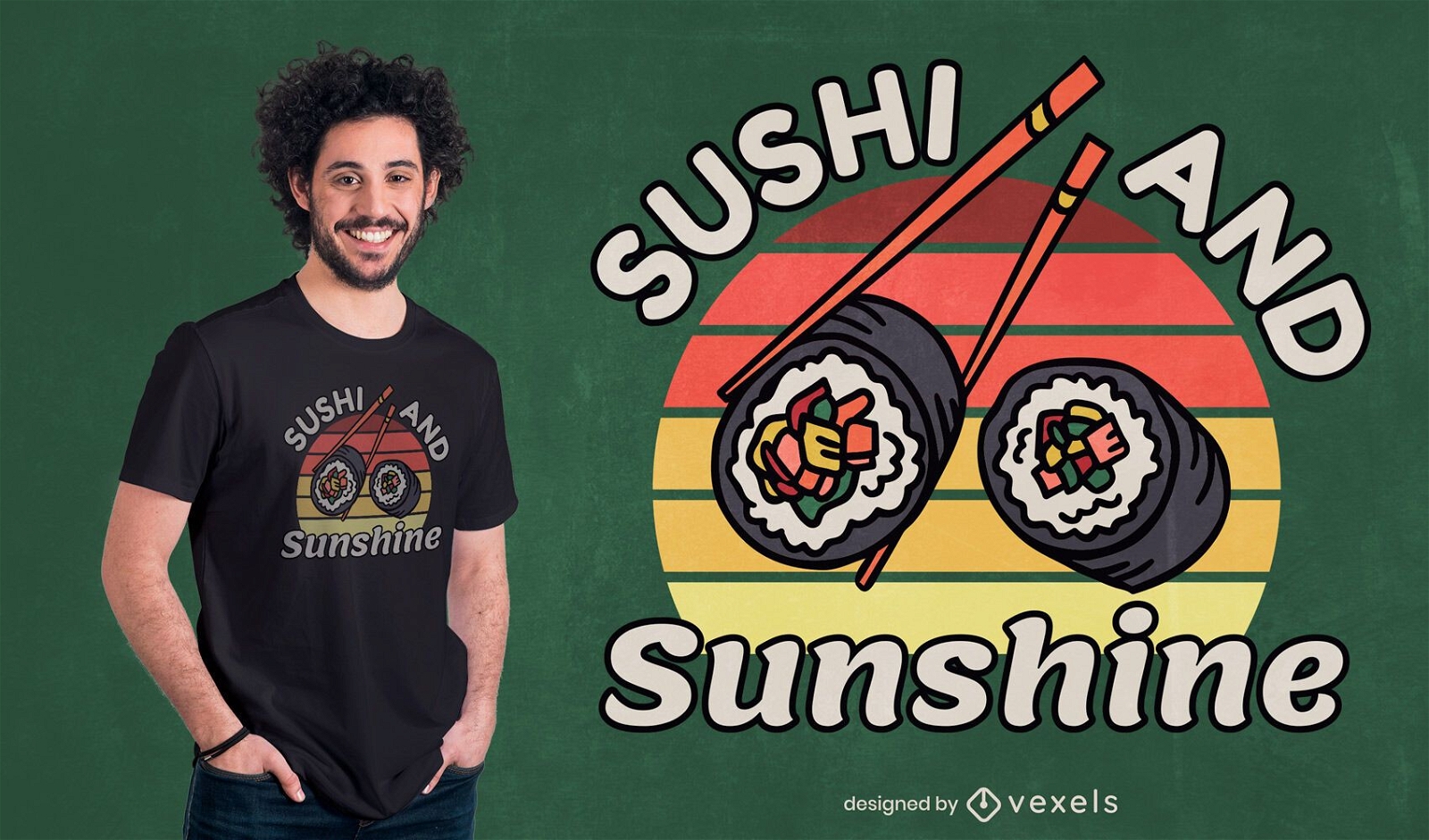 Dise?o de camiseta de cita de comida japonesa de sushi.