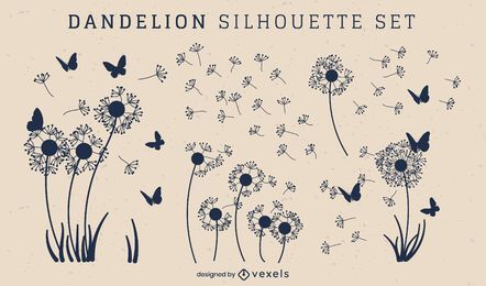Set von Löwenzahn-Silhouetten