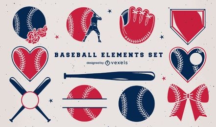 Baseball elements duotone set