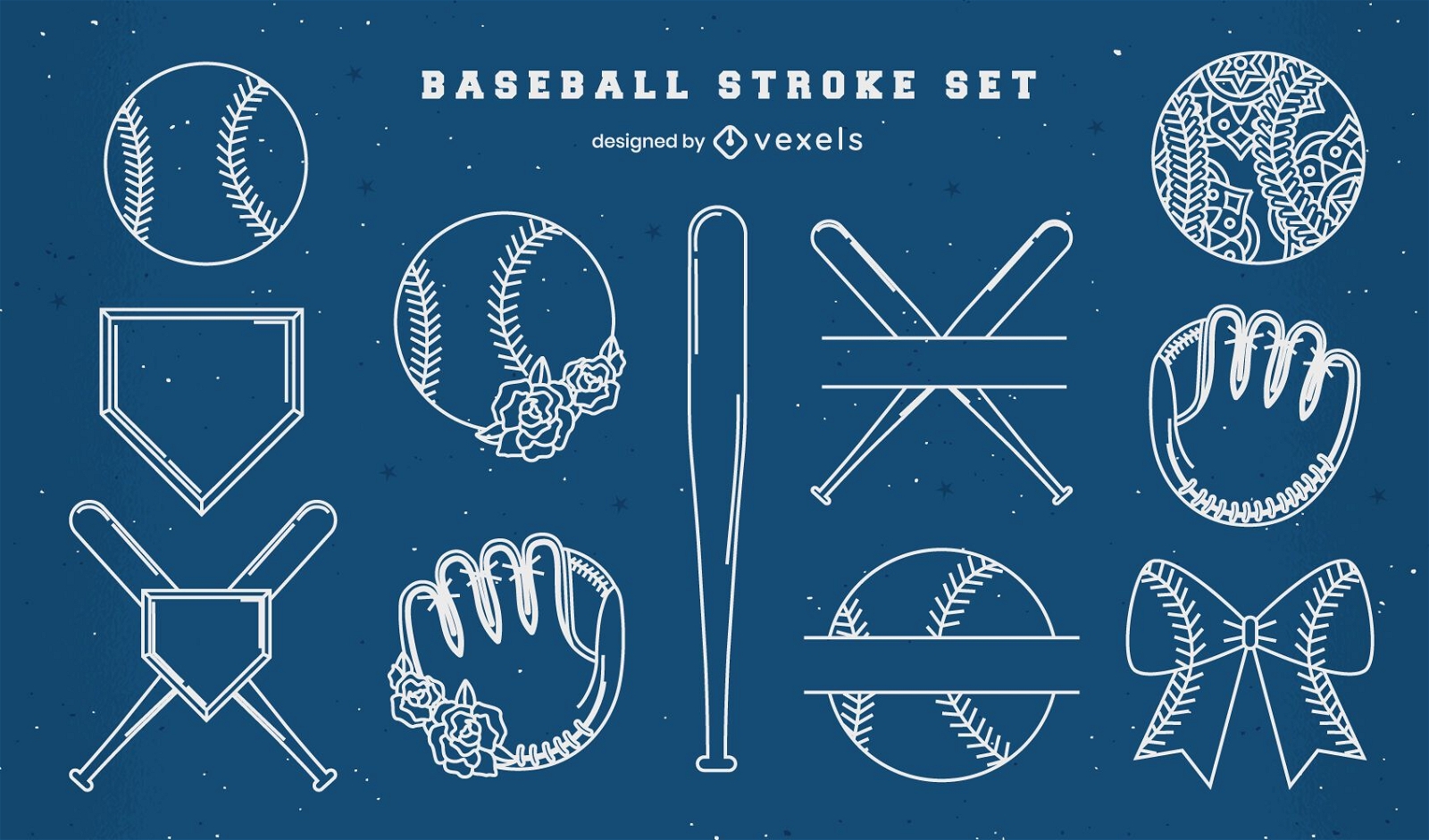 Stroke baseball elements set