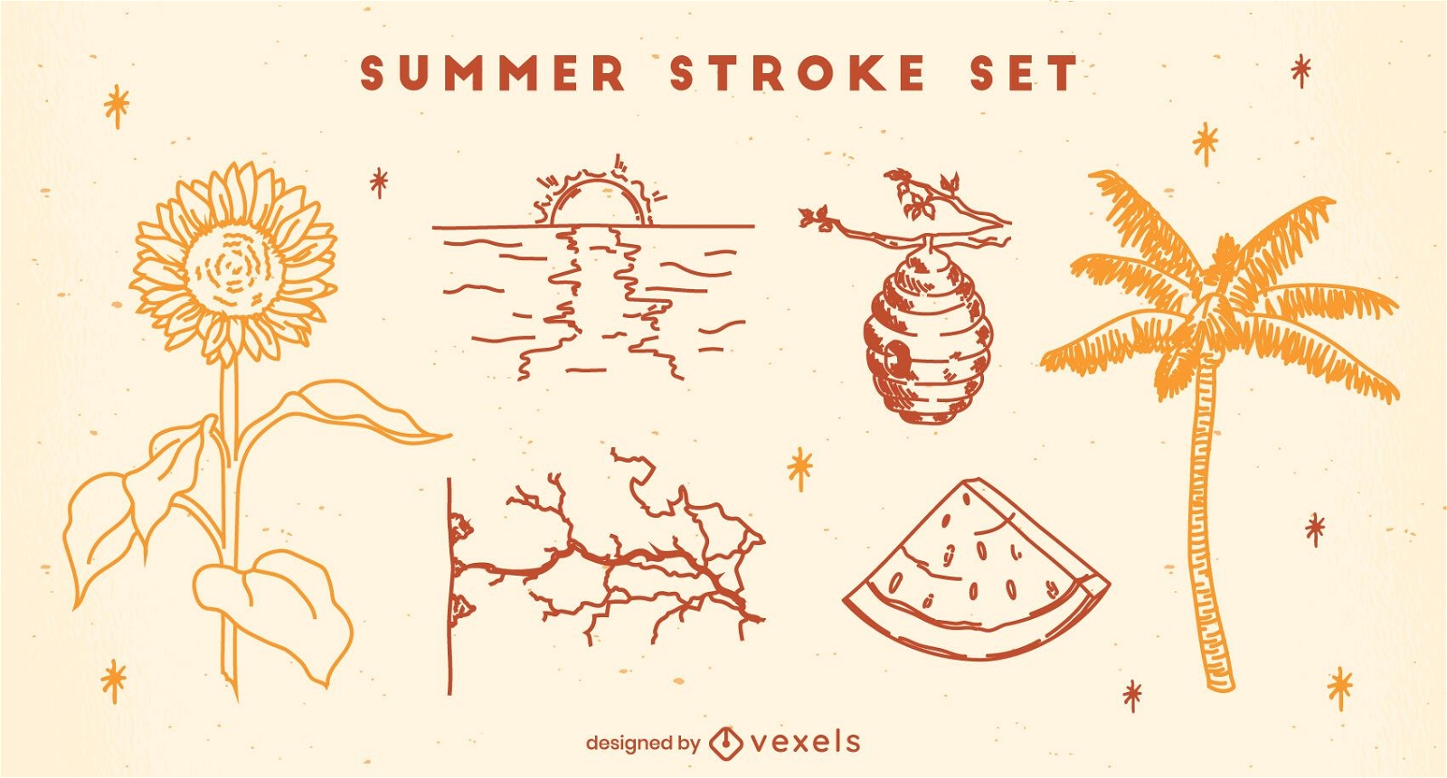 Summer and nature stroke set