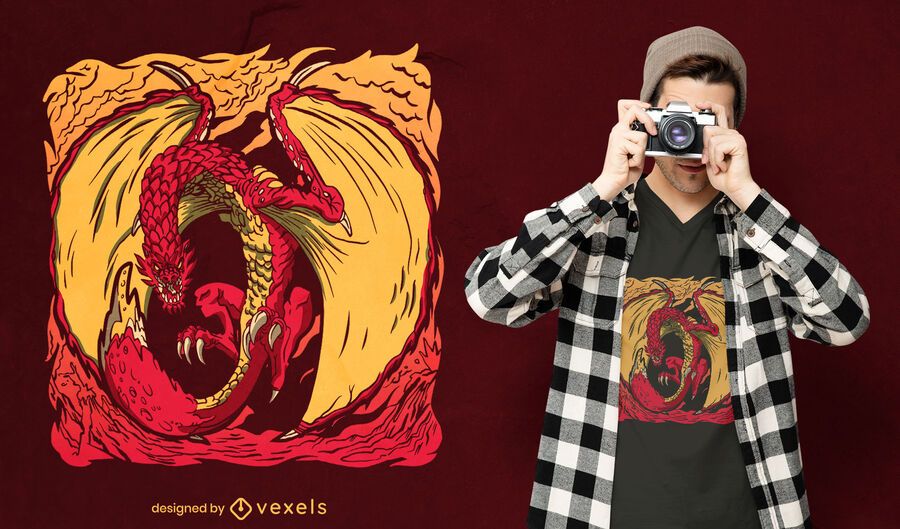 Diseño de camiseta voladora de criatura Wyvern. Diseño de camiseta voladora de criatura Wyvern.