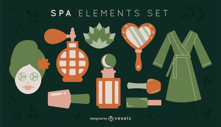 Flat spa elements set Flat spa elements set