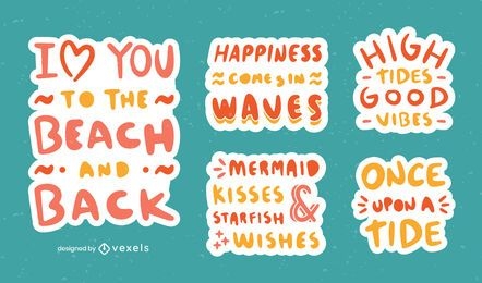 Beach quote stickers set