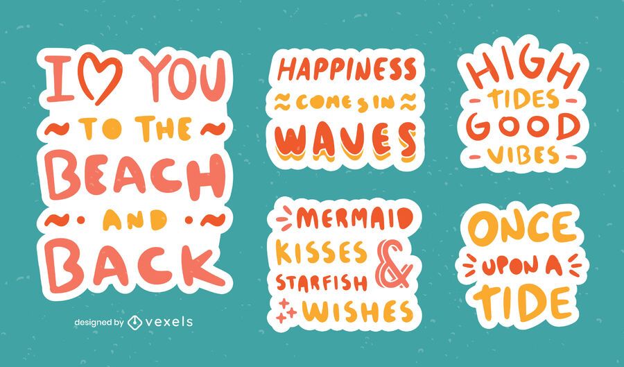 Beach quote stickers set Beach quote stickers set