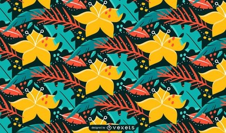 Tropical plants and flowers nature pattern