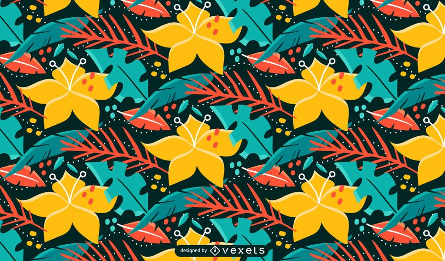 Tropical plants and flowers nature pattern Tropical plants and flowers nature pattern