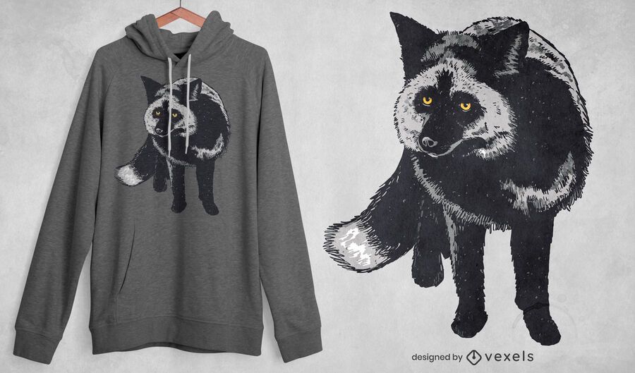 Design realista de t-shirt Silver Fox Design realista de t-shirt Silver Fox