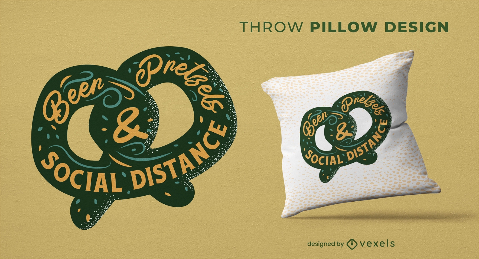 Pretzel & beer throw pillow design