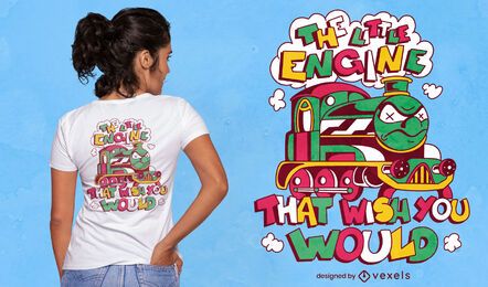 Wütendes Zugkarikatur-T-Shirt-Design