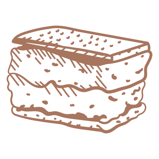 Sándwich de helado lleno de trazo Diseño PNG