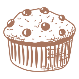 Chocolate chips muffin filled stroke PNG Design