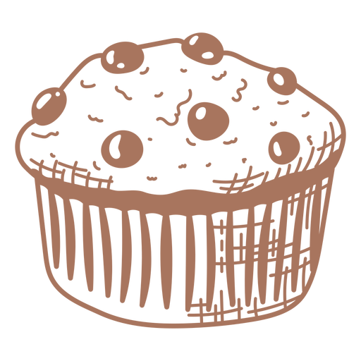 Chocolate chips muffin filled stroke PNG Design