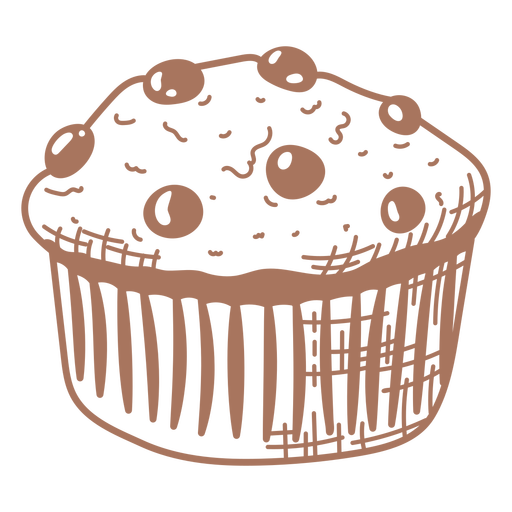 Schokostückchen-Muffin gefüllter Schlaganfall PNG-Design