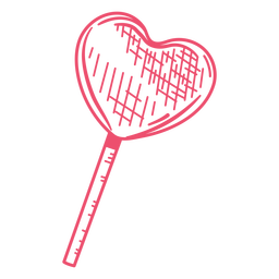 Heart shaped lollipop stroke PNG Design