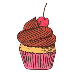 Cherry muffin color stroke PNG Design Transparent PNG