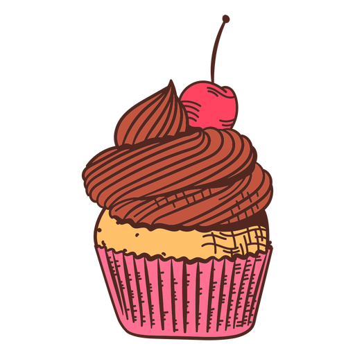 Cherry muffin color stroke PNG Design