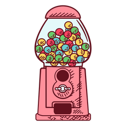Bubble gum machine color stroke PNG Design