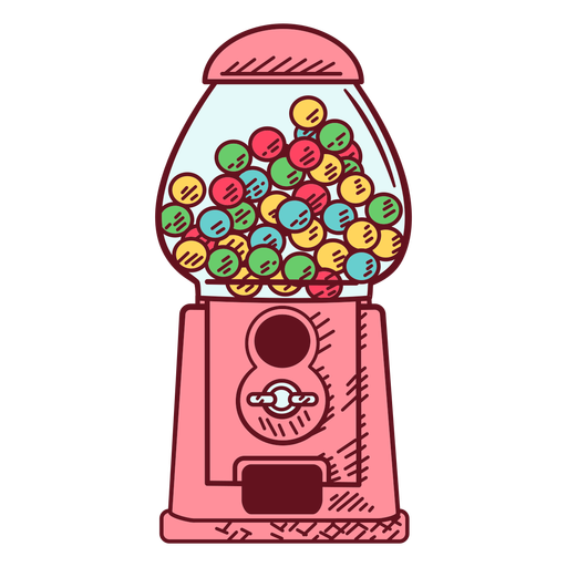 Bubble gum machine color stroke PNG Design