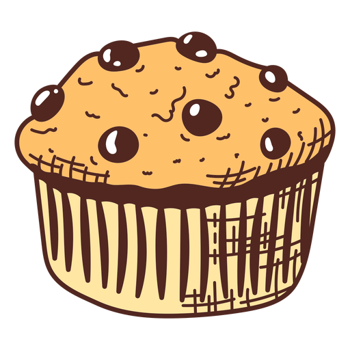 Chocolate chips cupcake color stroke PNG Design