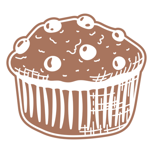 muffin de gotas de chocolate cortado Desenho PNG