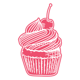 Cortar la comida cupcake cereza Diseño PNG
