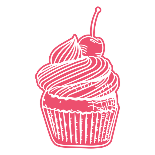 Cortar la comida cupcake cereza Diseño PNG