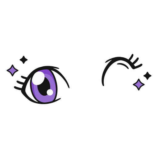 Blinzelnde lila Anime-Augen PNG-Design