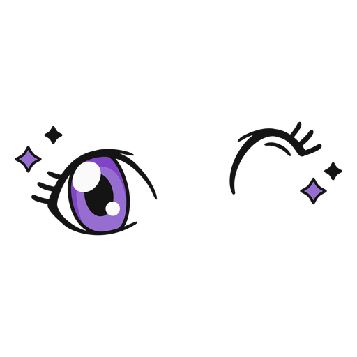 Guiño de ojos morados de anime Diseño PNG