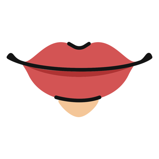 Lächelnde Lippen halb flach PNG-Design
