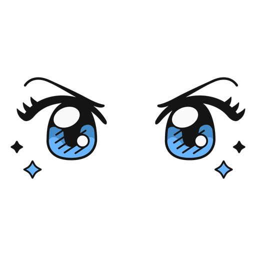 Angry anime eyes color stroke PNG Design
