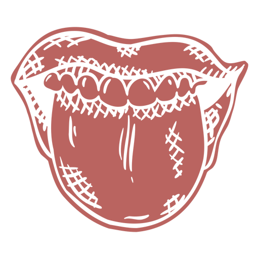 Boca lengua fuera dibujada a mano recortada