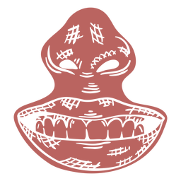 Sonrisa y nariz dibujadas a mano recortadas Diseño PNG