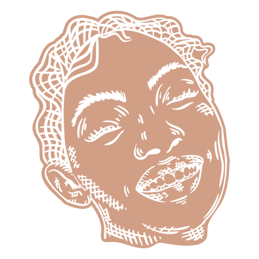 Mulher sorridente rosto desenhado à mão recortado Desenho PNG