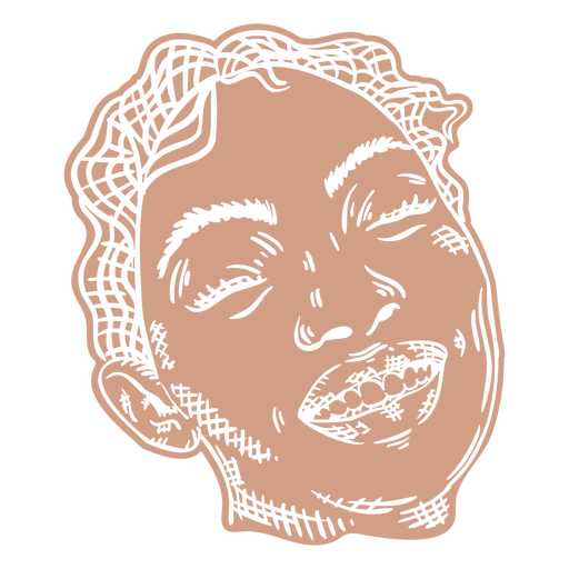 Woman smiling face hand drawn cut out PNG Design
