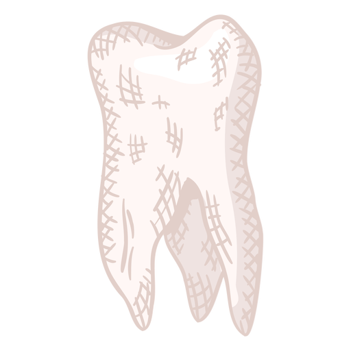 Elemento de cor desenhado à mão de dente Desenho PNG