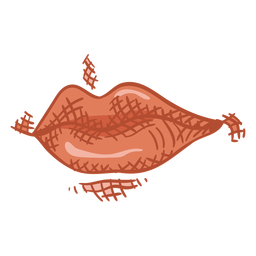 Boca labios color dibujado a mano Diseño PNG