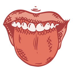 Boca língua para fora cor desenhada à mão Desenho PNG