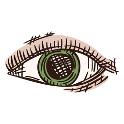 Cor do olho verde frontal desenhada à mão Desenho PNG