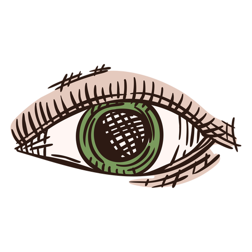 Cor do olho verde frontal desenhada à mão Desenho PNG