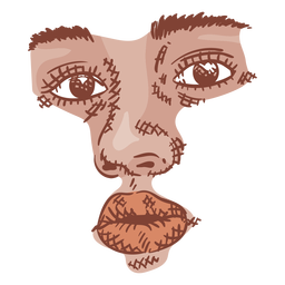 Girl eyes nose and mouth hand drawn PNG Design