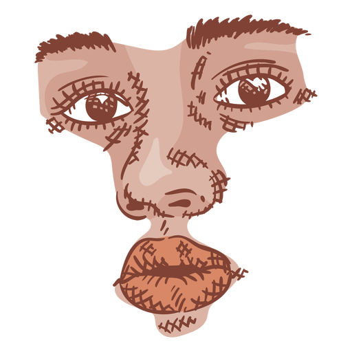 Girl eyes nose and mouth hand drawn PNG Design