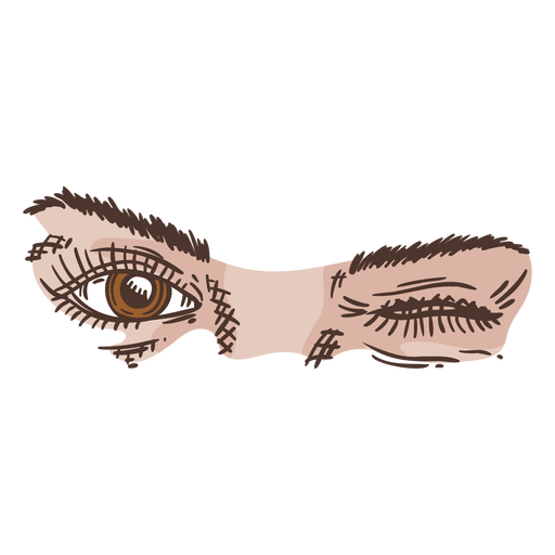 Pisca os olhos cor desenhada à mão Desenho PNG