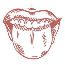 Mouth with tongue out hand drawn PNG Design