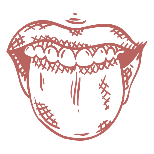 Boca con lengua fuera dibujada a mano Diseño PNG
