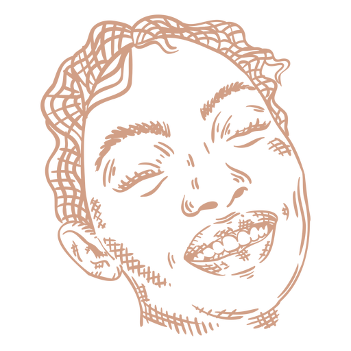 Cara de mujer dibujada a mano sonriendo Diseño PNG