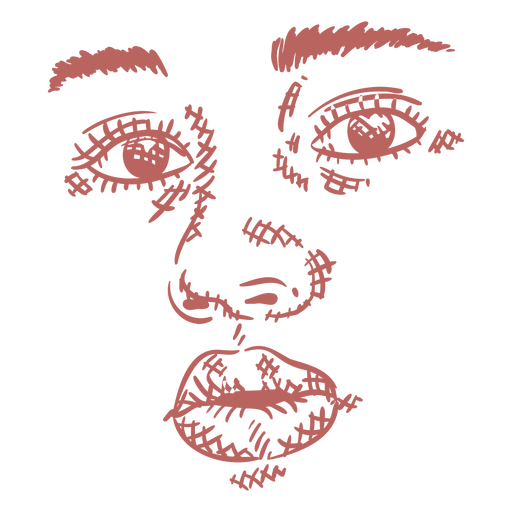 Elemento dibujado a mano de cara de mujer Diseño PNG