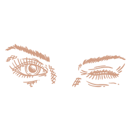 Winking eyes hand drawn element Transparent PNG